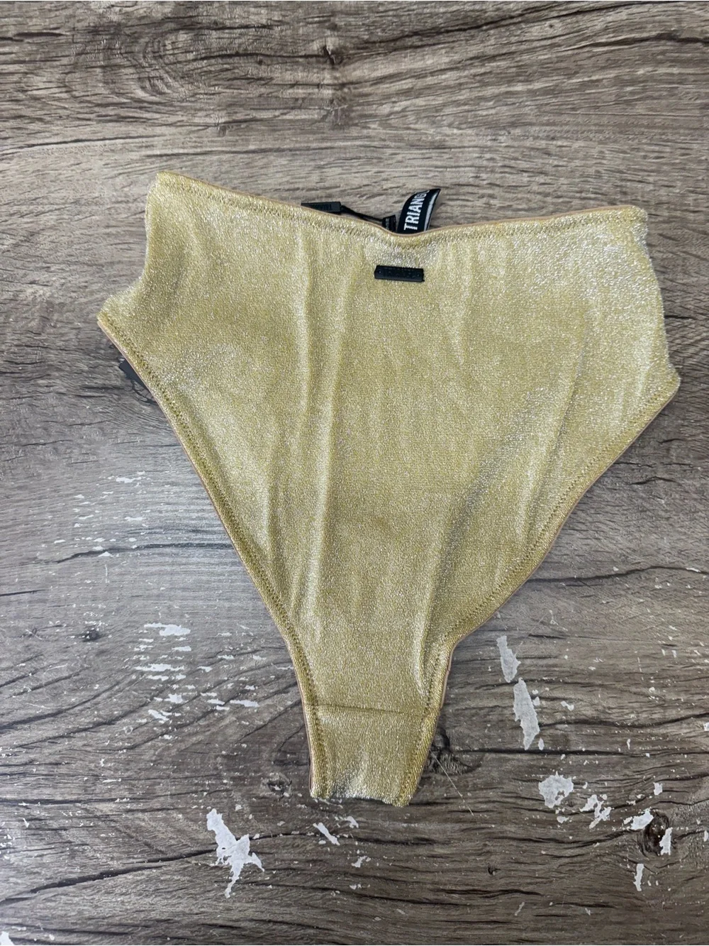 Triangl Gold Shimmer High Waisted Bikini Bottoms size large NWT